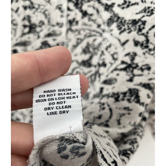 habitat clothing for women large Tunic Geometric Black Beige Button Lagenlook - Picture 8 of 10